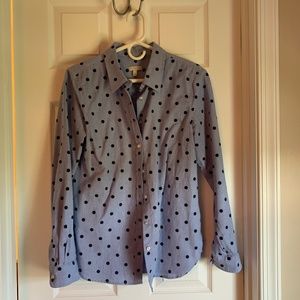 Blue polka dot button down